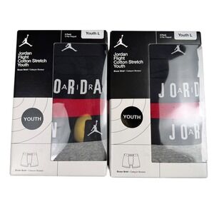 Jordan Flight Cotton Stretch Youth Boxer Briefs 2 3 Pack Size L Black Gym F72Q